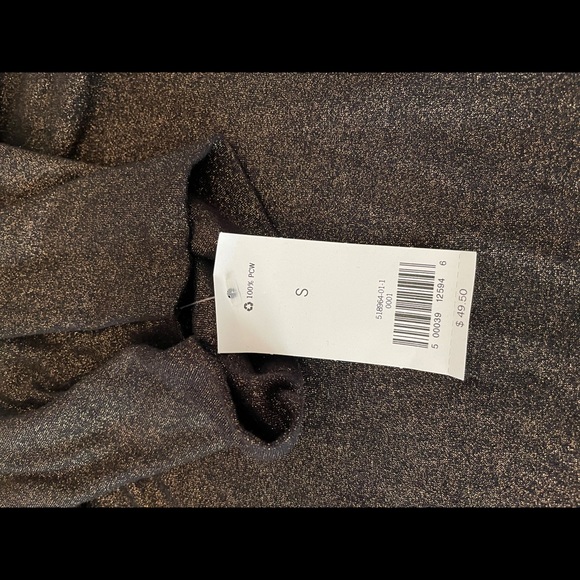 NWT sz S Banana Republic thin, stretch black sparkle turtleneck - Picture 3 of 3